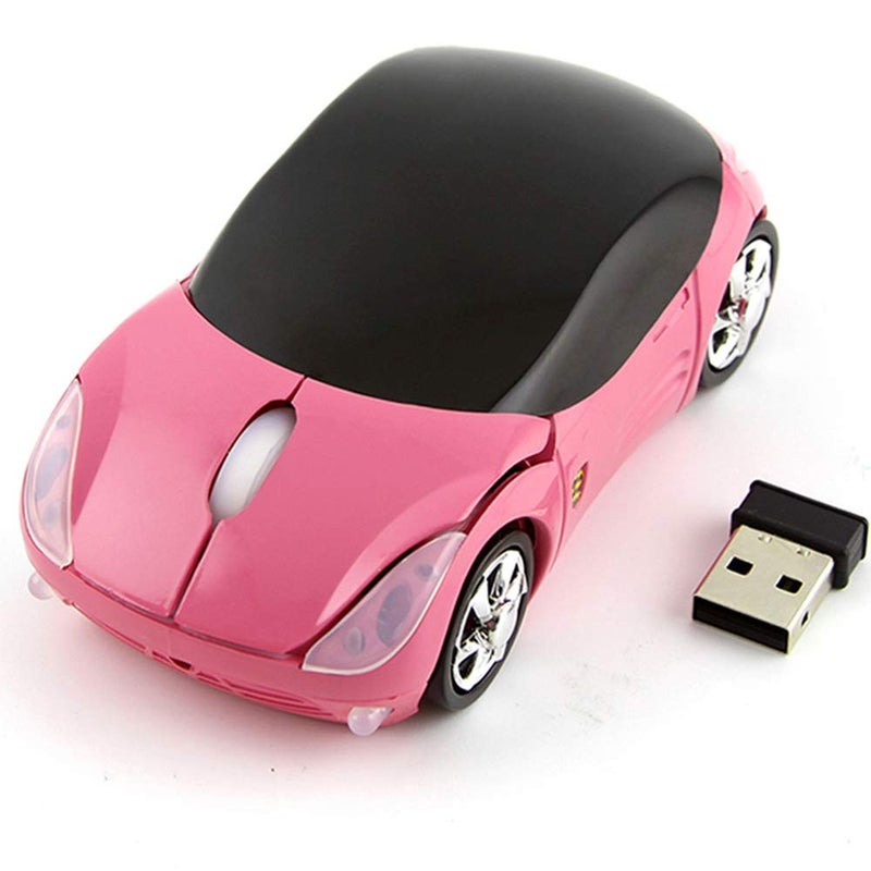 elec Space Usbkingdom Wireless Mouse, 2.4GHz Car Shaped Wireless Pink Mouse Cool 3D Ergonomic Optical Gaming Mice with USB Receiver for PC Laptop Computer Kids Girls Small Hands - Image 3